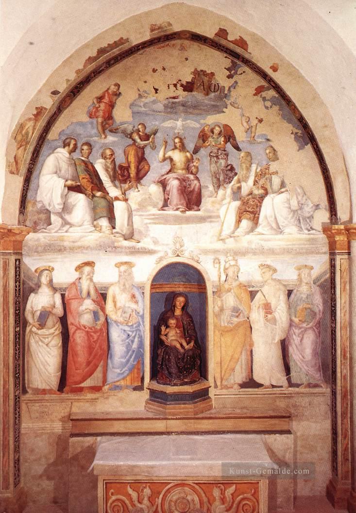 Trinity und Six Saints 1521 Renaissance Pietro Perugino Ölgemälde
